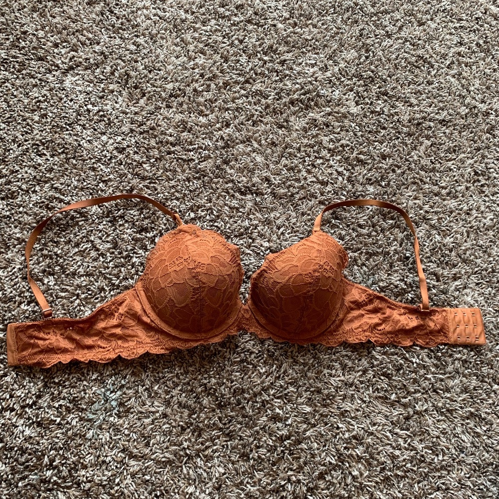 Orange Aerie Floral Bra